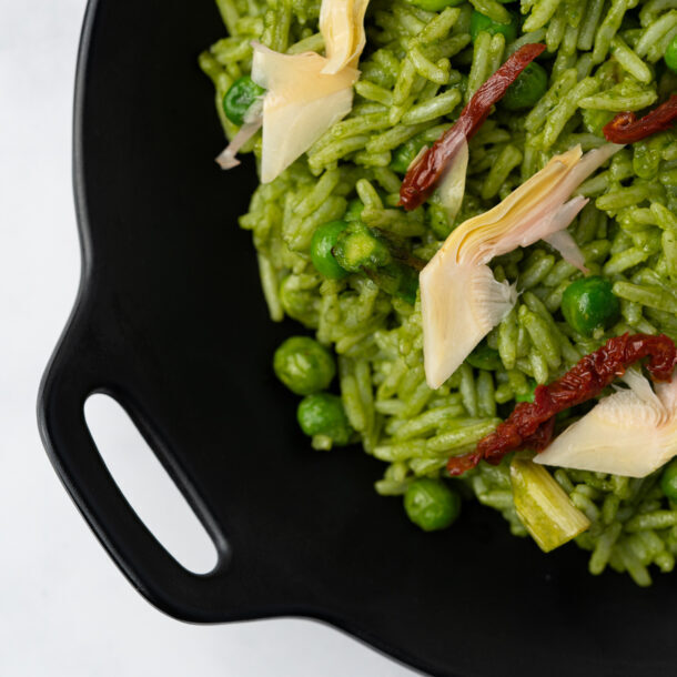 Orez cu busuioc proaspăt, sparanghel, anghinare, mazăre și edamame 0.6 kg- Crăciun