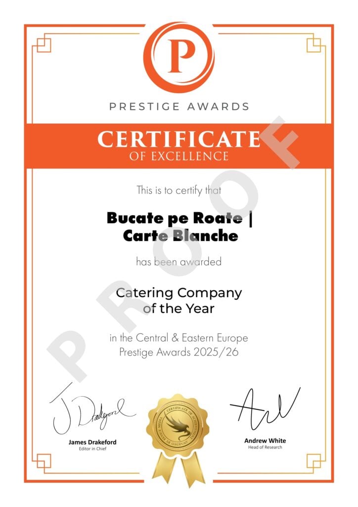 Bucate pe Roate catering corporate București — 2025/26 Winner, Catering Company of the Year, Central & Eastern Europe Prestige Awards